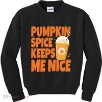 Pumpkin Spice Keeps Me Nice Coffee Lover Holiday Kids Sweatshirt thumb 0