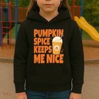 Pumpkin Spice Keeps Me Nice Coffee Lover Holiday Kids Hoodie thumb 3
