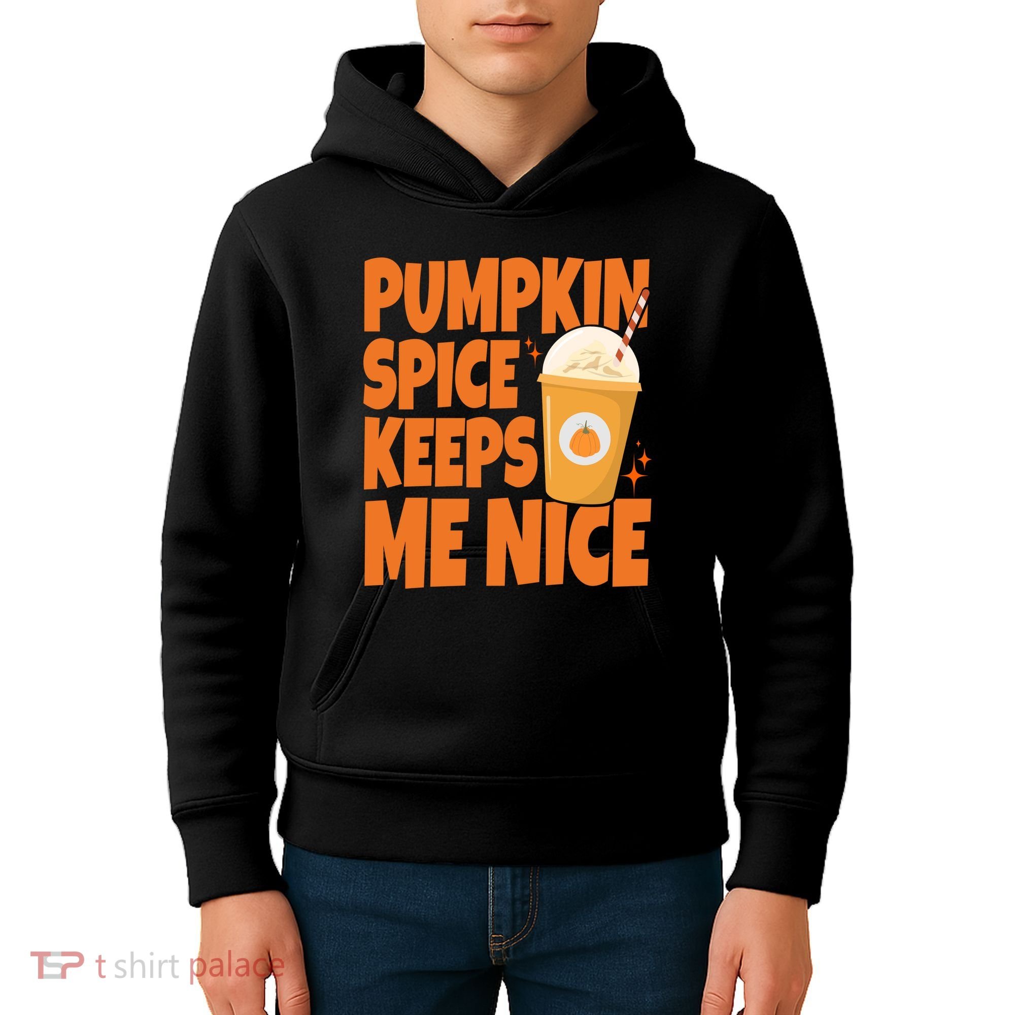 Pumpkin Spice Keeps Me Nice Coffee Lover Holiday Kids Hoodie