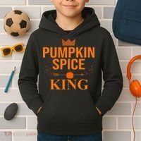 Pumpkin spice King Coffee Lover halloween & Thanksgiving Kids Hoodie thumb 2