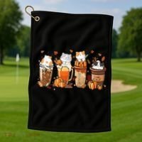 Pumpkin Spice Latte Costume For Cats Lover Golf Towel thumb 1