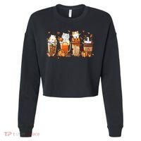 Pumpkin Spice Latte Costume For Cats Lover Cropped Pullover Crew thumb 0