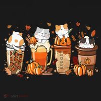 Pumpkin Spice Latte Costume For Cats Lover Cropped Pullover Crew thumb 4