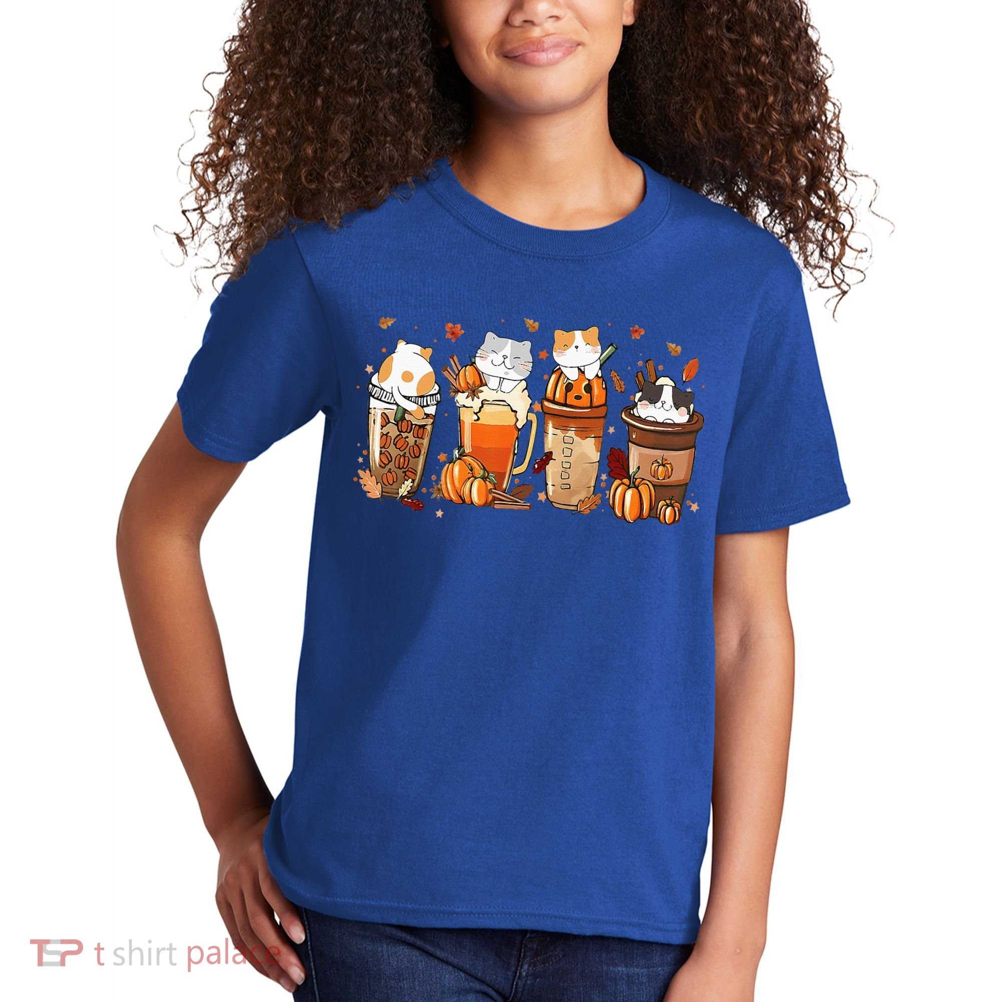 Pumpkin Spice Latte Costume For Cats Lover Kids T-Shirt