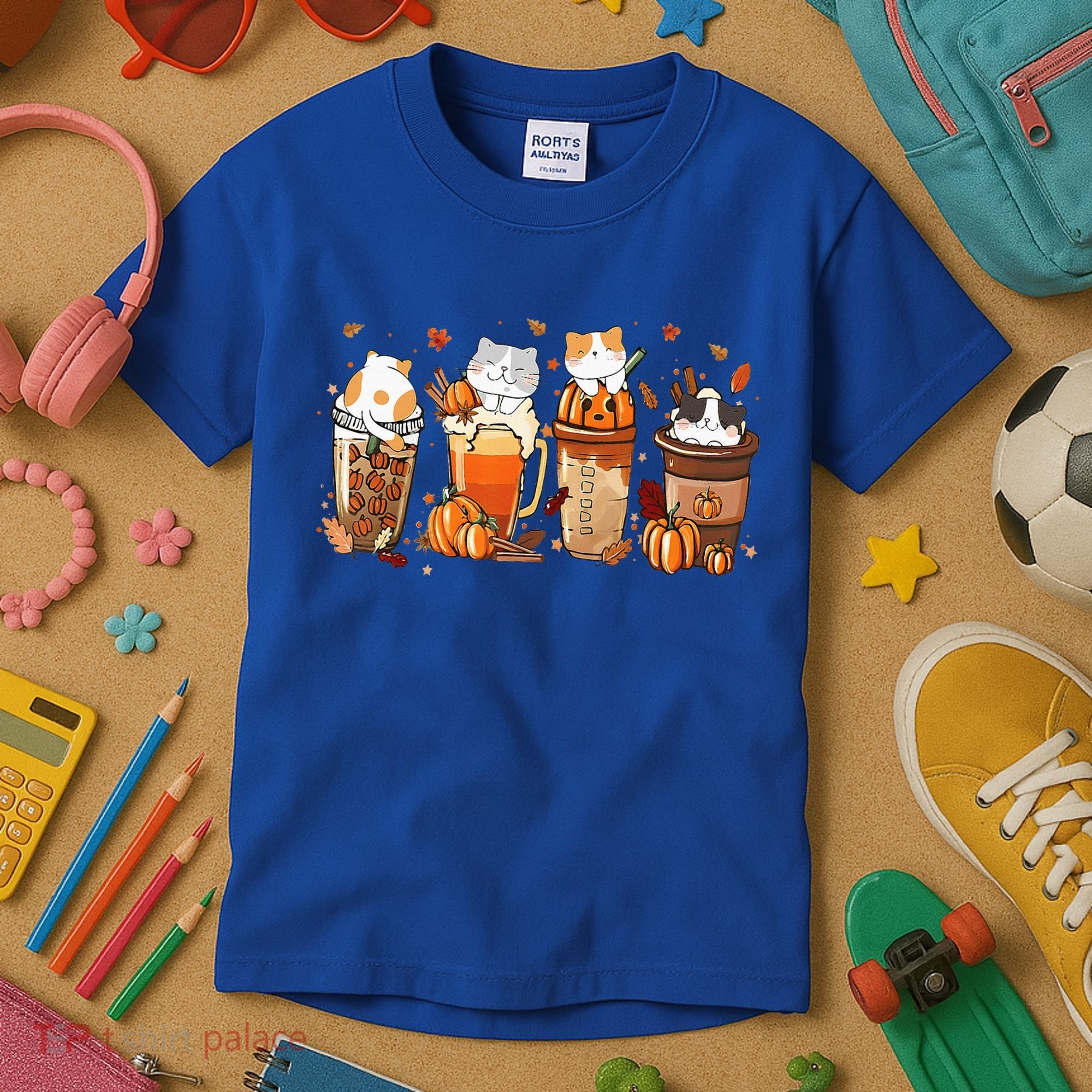 Pumpkin Spice Latte Costume For Cats Lover Kids T-Shirt