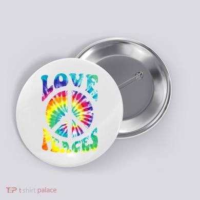 Peace Sign Love 60S 70S Tie Dye Hippie Costume Button
