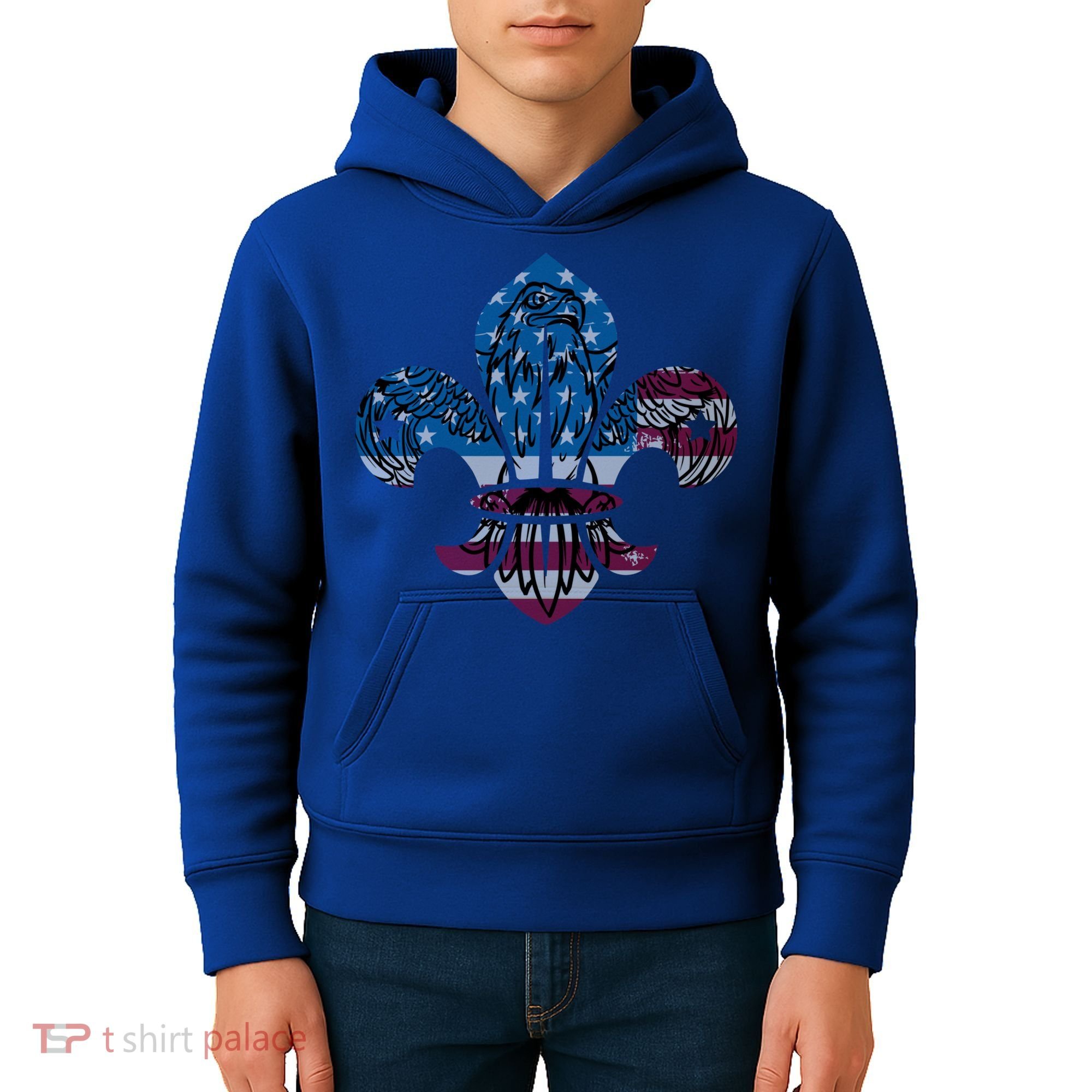 Patriotic Scout Logo Scouting Lover Us Flag Eagle Cool Gift Kids Hoodie