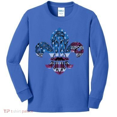 Patriotic Scout Logo Scouting Lover Us Flag Eagle Cool Gift Kids Long Sleeve Shirt