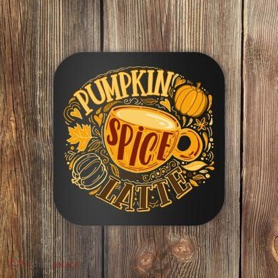 Pumpkin Spice Latte Emblem Sign Coaster