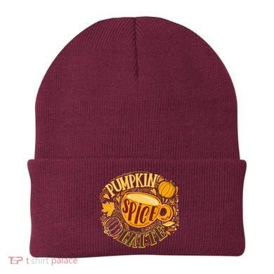 Pumpkin Spice Latte Emblem Sign Beanie