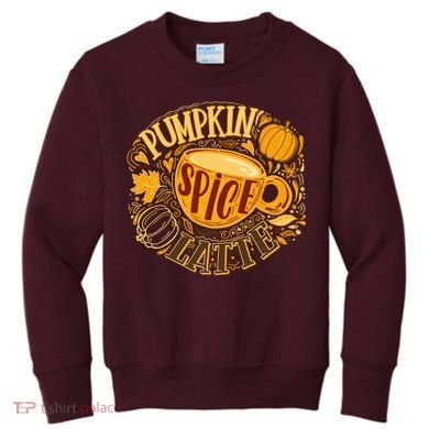 Pumpkin Spice Latte Emblem Sign Kids Sweatshirt