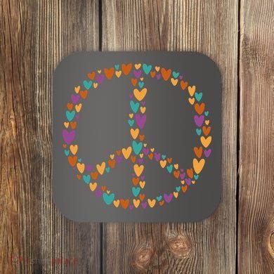 Peace Sign Love Hearts Coaster