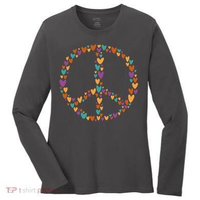 Peace Sign Love Hearts Women's Long Sleeve Shirt