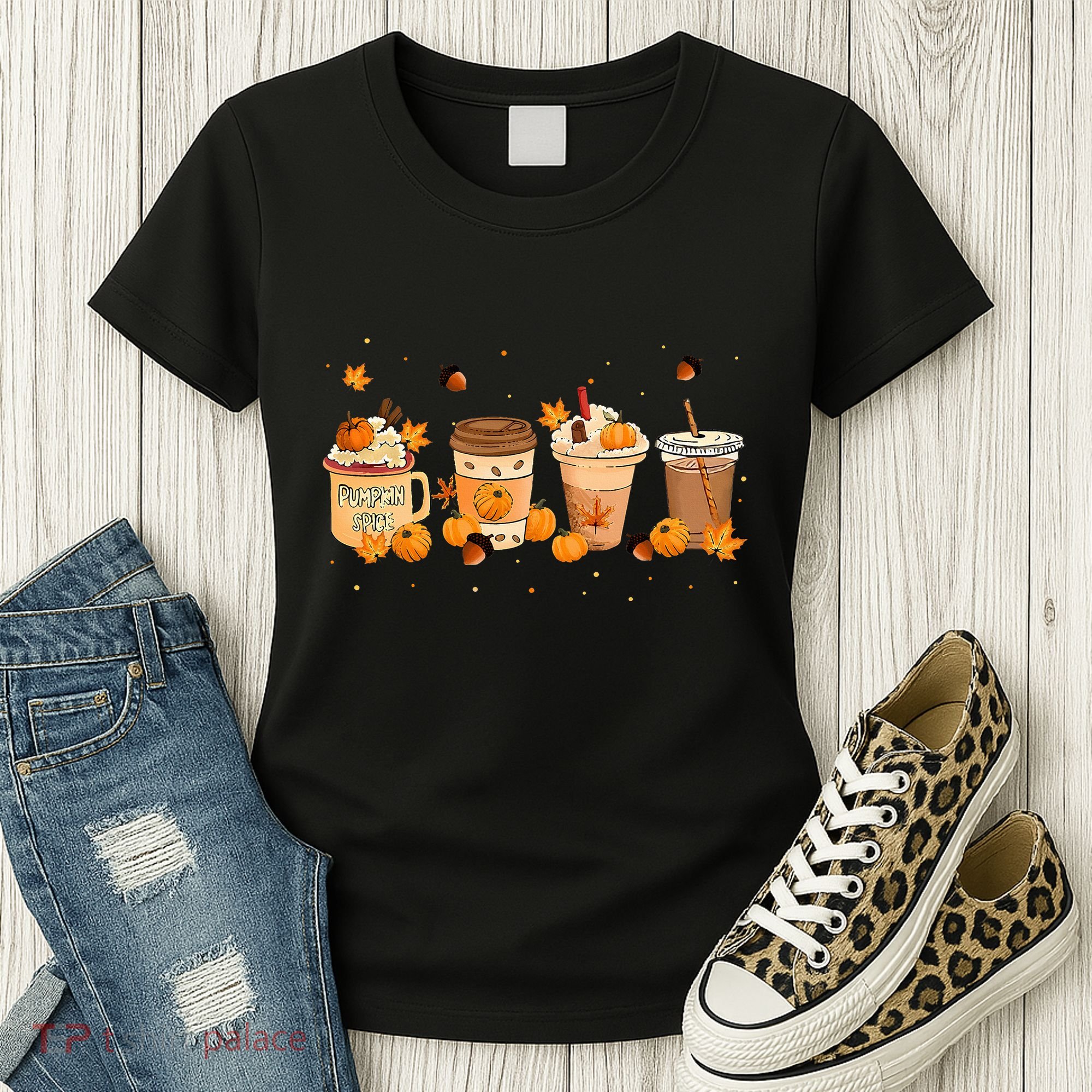 Pumpkin Spice Latte Coffee Thanksgiving Fall Season Drinks Women's T-Shirt
