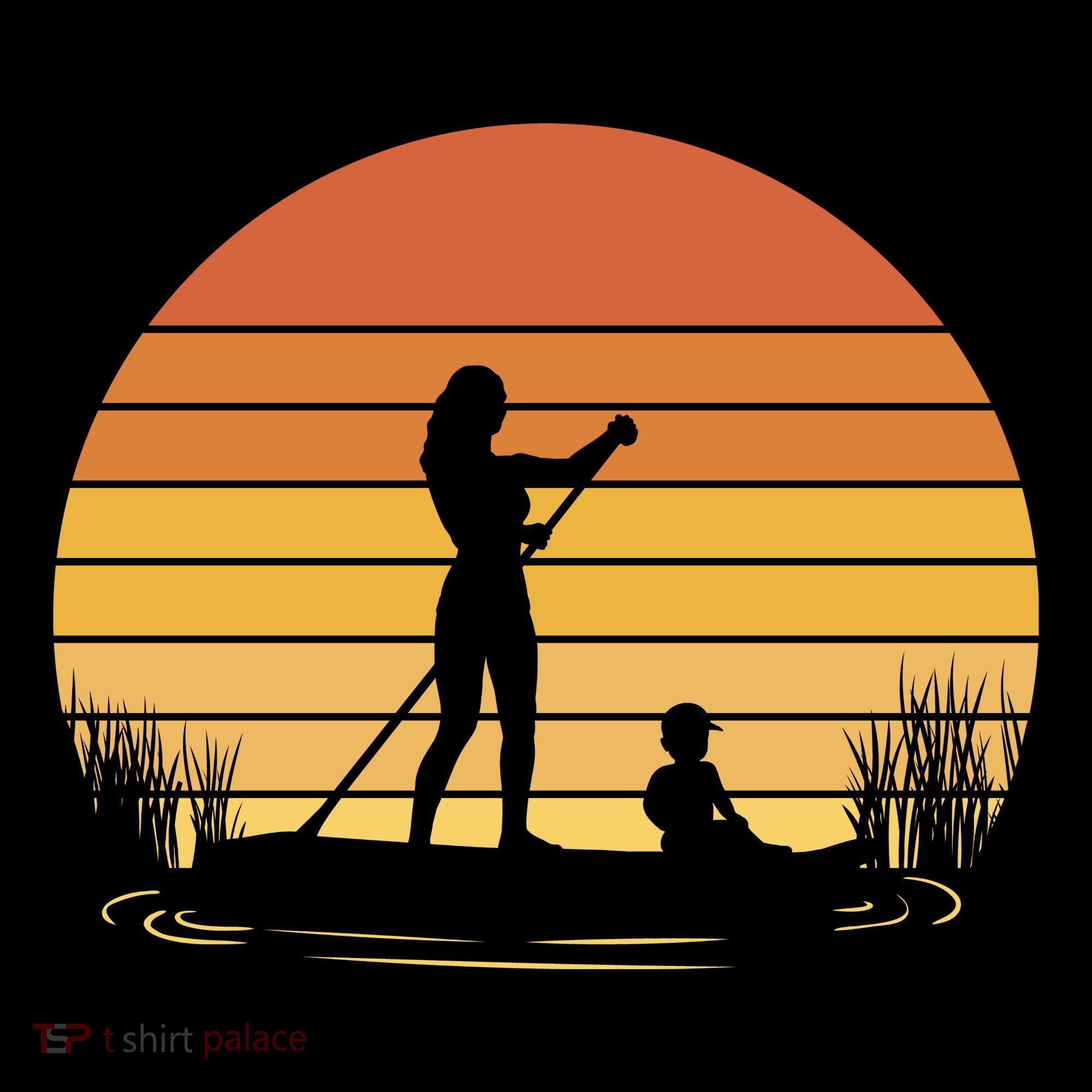 Paddle Surf Mother And Child Sunset Coffee Mug