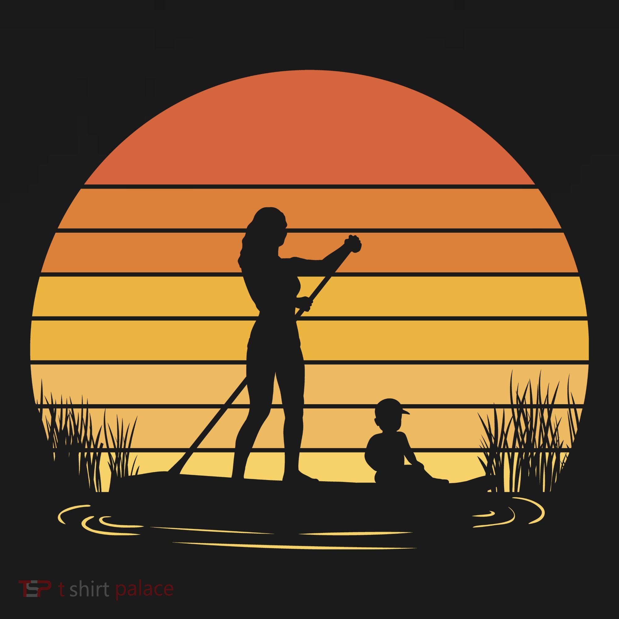 Paddle Surf Mother And Child Sunset Ornament