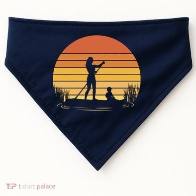 Paddle Surf Mother And Child Sunset USA-Made Doggie Bandana