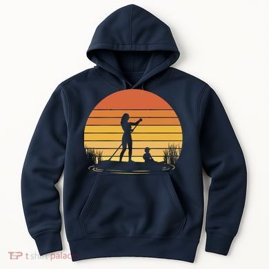 Paddle Surf Mother And Child Sunset Hoodie