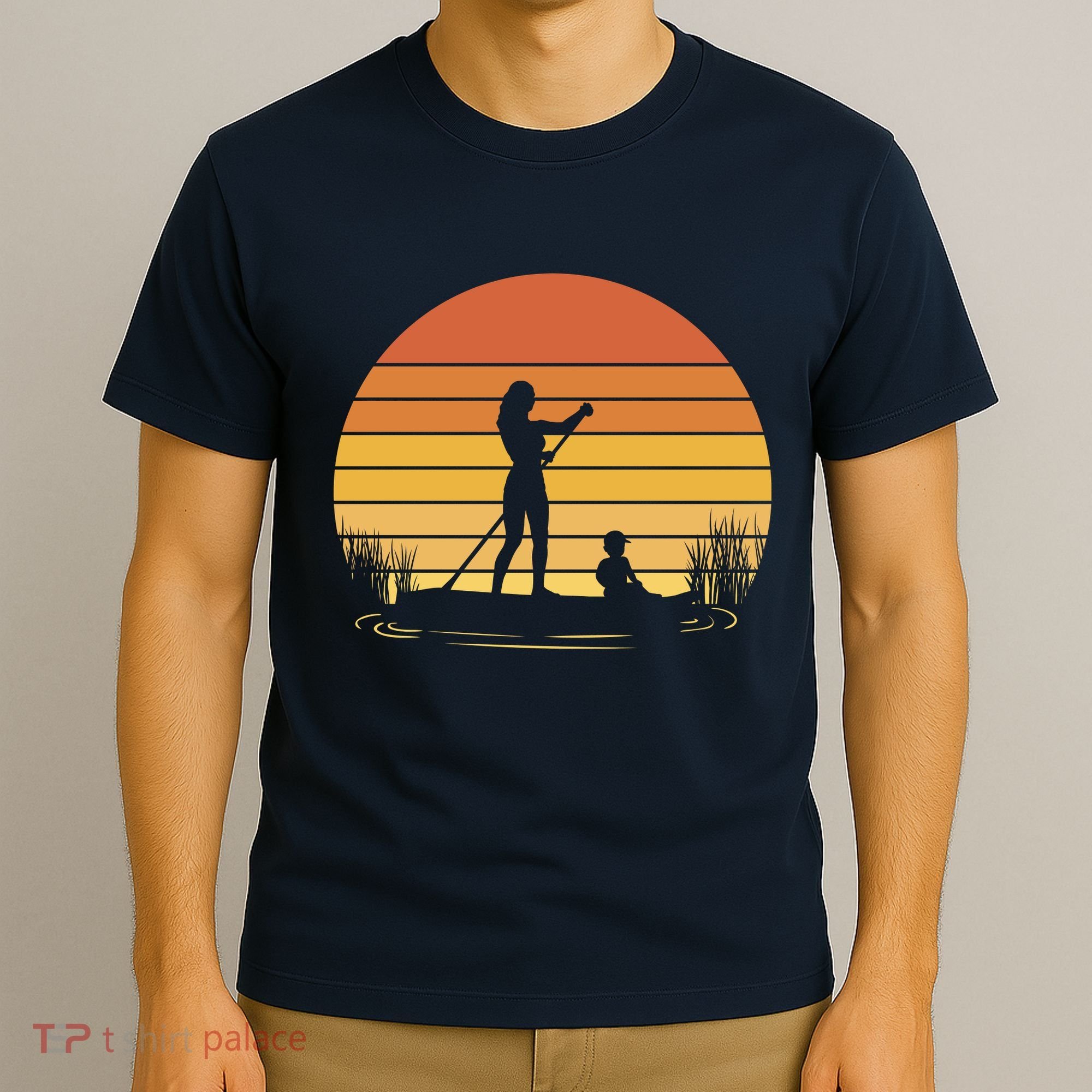 Paddle Surf Mother And Child Sunset T-Shirt