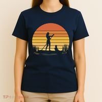 Paddle Surf Mother And Child Sunset T-Shirt thumb 4