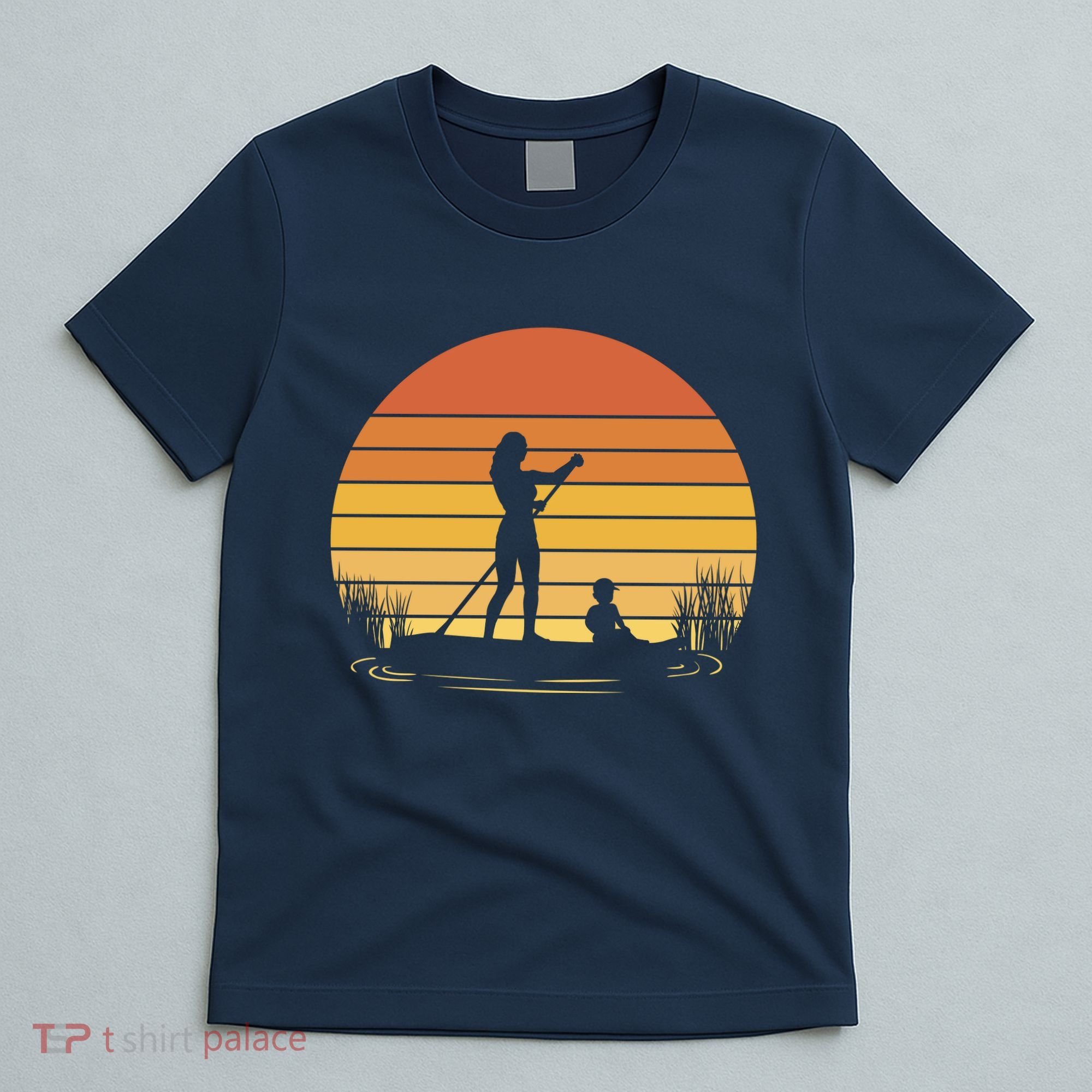 Paddle Surf Mother And Child Sunset T-Shirt