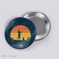 Paddle Surf Mother And Child Sunset Button thumb 0