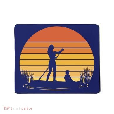 Paddle Surf Mother And Child Sunset Mousepad