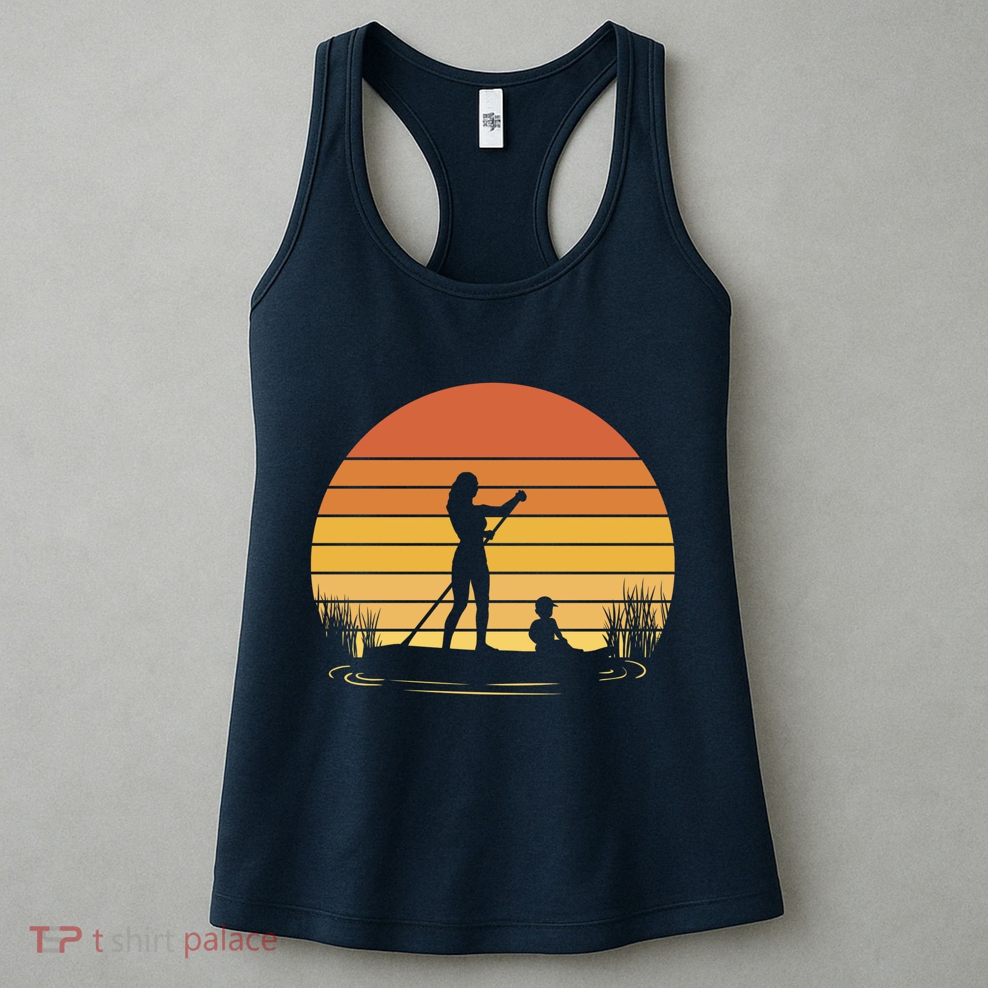 Paddle Surf Mother And Child Sunset Women's Tank Top