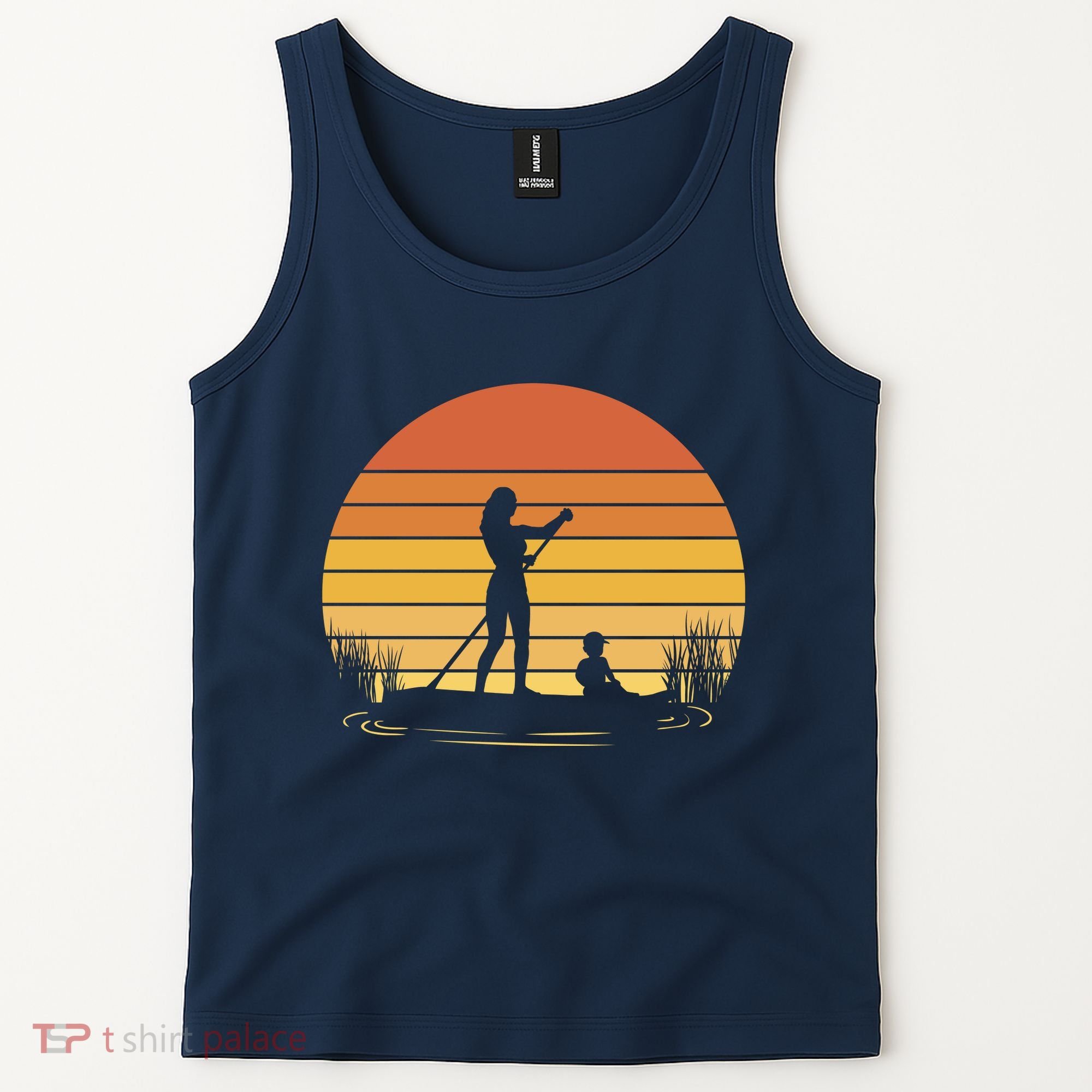 Paddle Surf Mother And Child Sunset Tank Top
