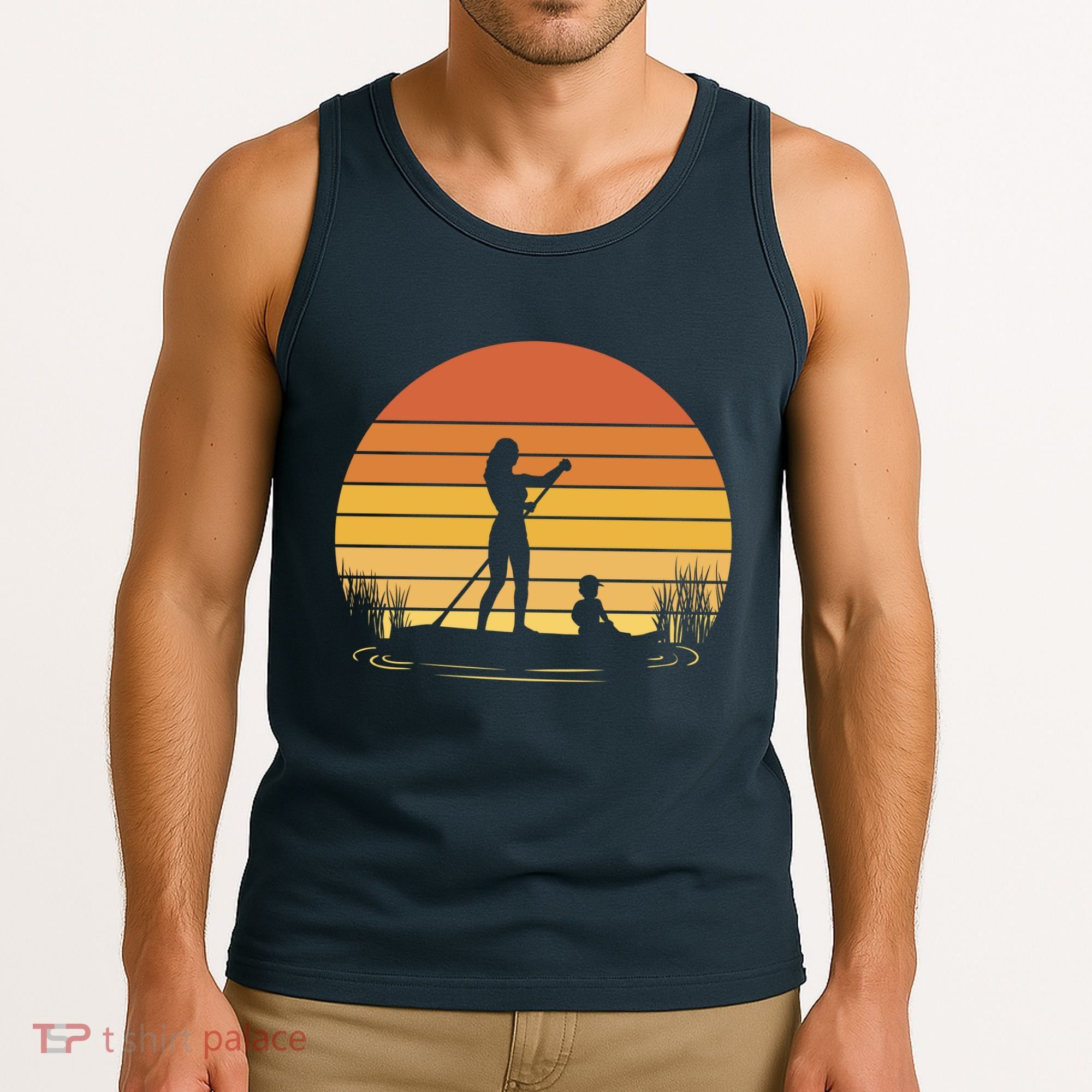 Paddle Surf Mother And Child Sunset Tank Top