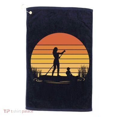 Paddle Surf Mother And Child Sunset Golf Towel