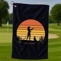 Paddle Surf Mother And Child Sunset Golf Towel thumb 1