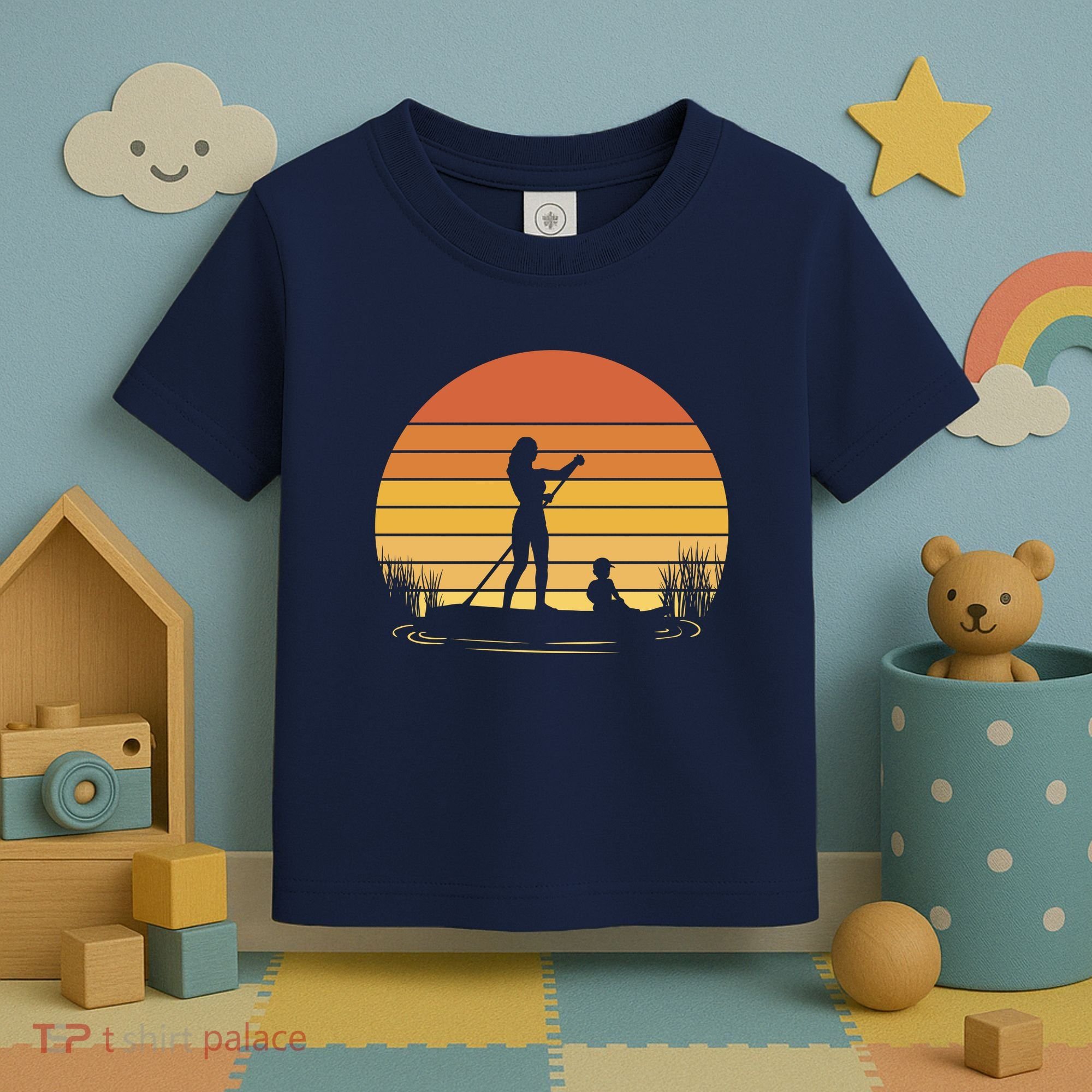 Paddle Surf Mother And Child Sunset Toddler T-Shirt