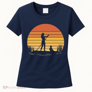 Paddle Surf Mother And Child Sunset Women's T-Shirt