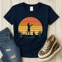 Paddle Surf Mother And Child Sunset Women's T-Shirt thumb 3
