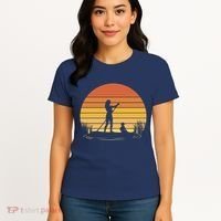 Paddle Surf Mother And Child Sunset Women's T-Shirt thumb 4