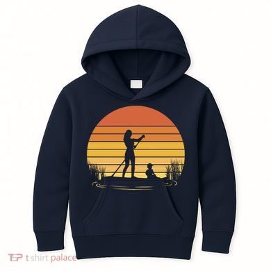 Paddle Surf Mother And Child Sunset Kids Hoodie