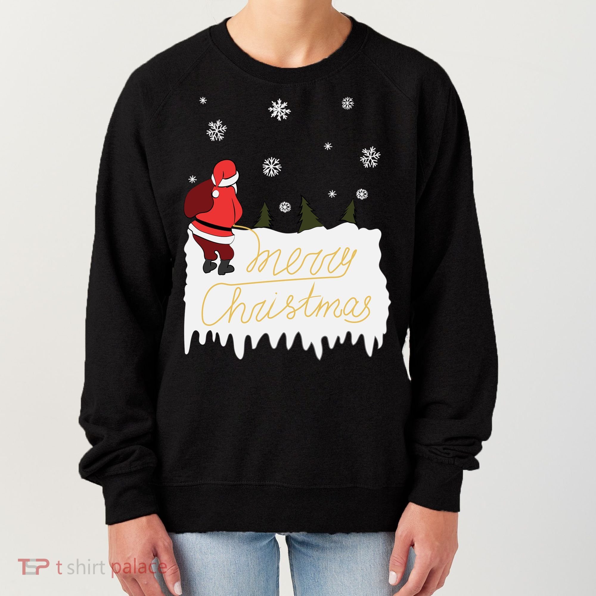 Peeing Santa Merry Christmas Ugly Christmas Xmas Funny Gift Women's Sweatshirt