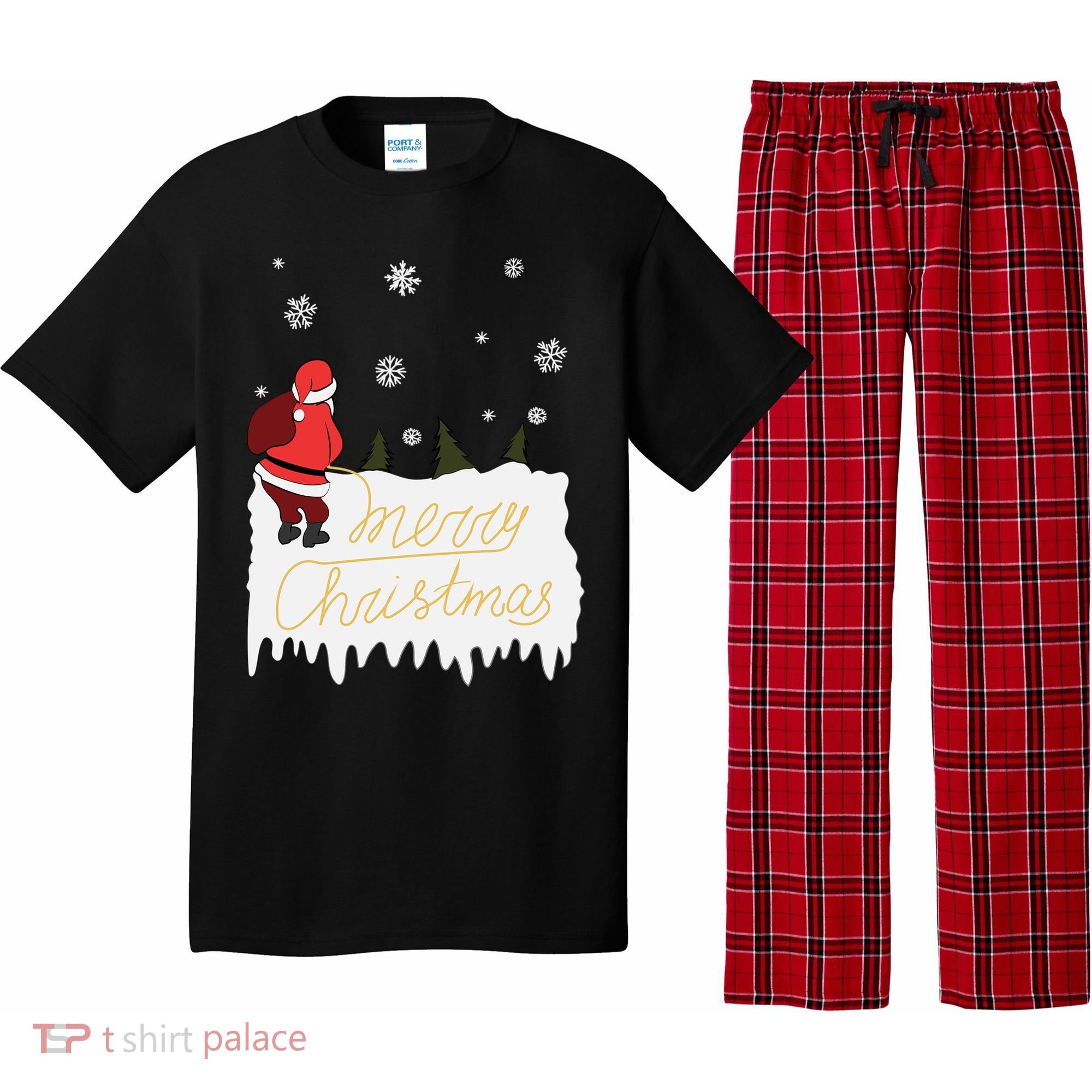 Peeing Santa Merry Christmas Ugly Christmas Xmas Funny Gift Pajama Set