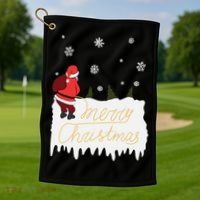 Peeing Santa Merry Christmas Ugly Christmas Xmas Funny Gift Golf Towel thumb 1