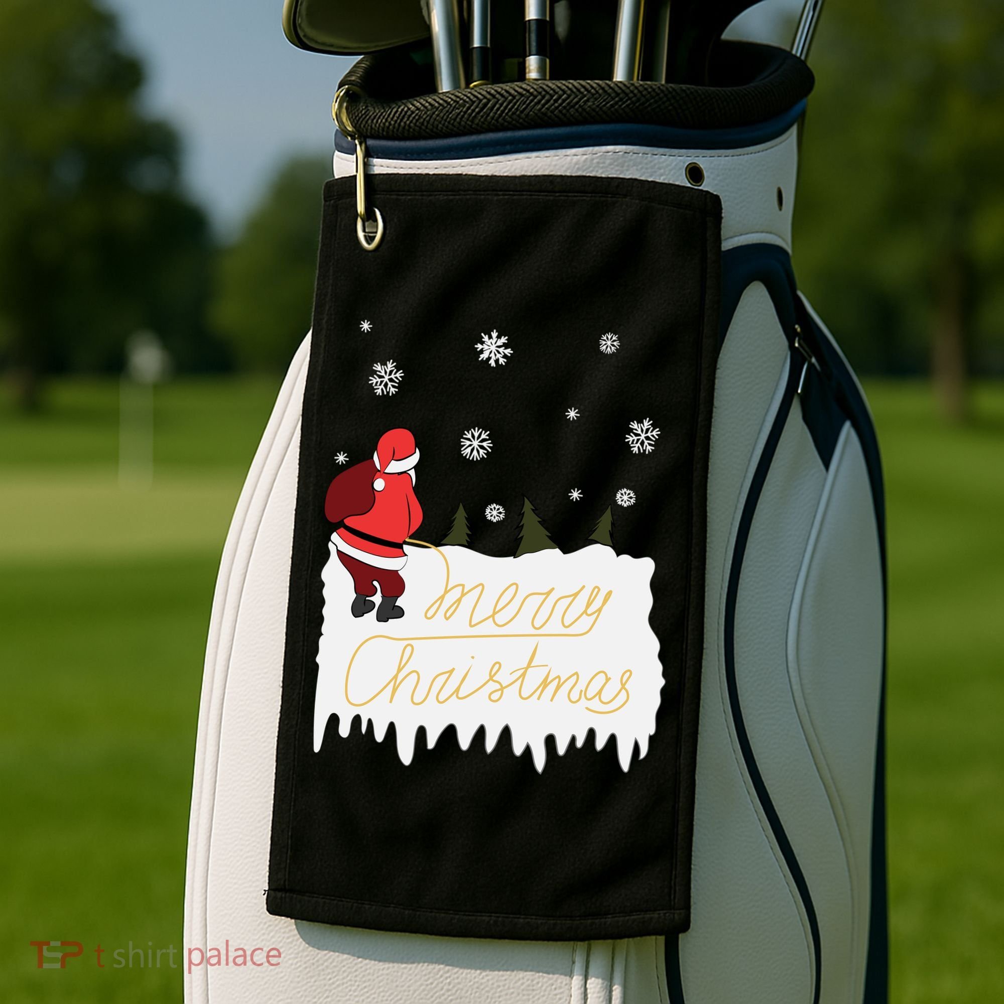 Peeing Santa Merry Christmas Ugly Christmas Xmas Funny Gift Golf Towel