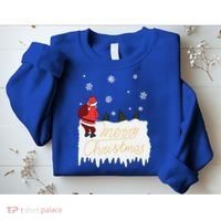 Peeing Santa Merry Christmas Ugly Christmas Xmas Funny Gift Sweatshirt thumb 2