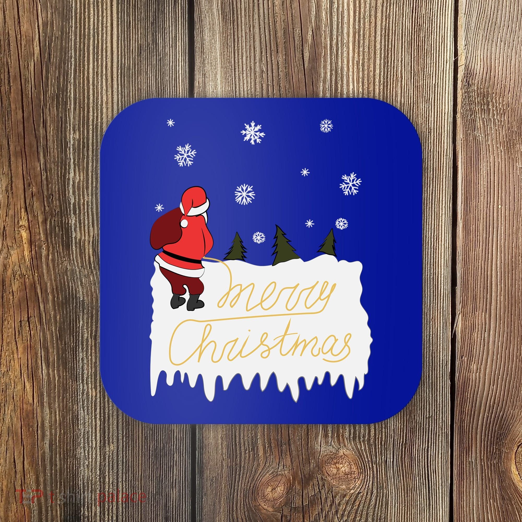 Peeing Santa Merry Christmas Ugly Christmas Xmas Funny Gift Coaster