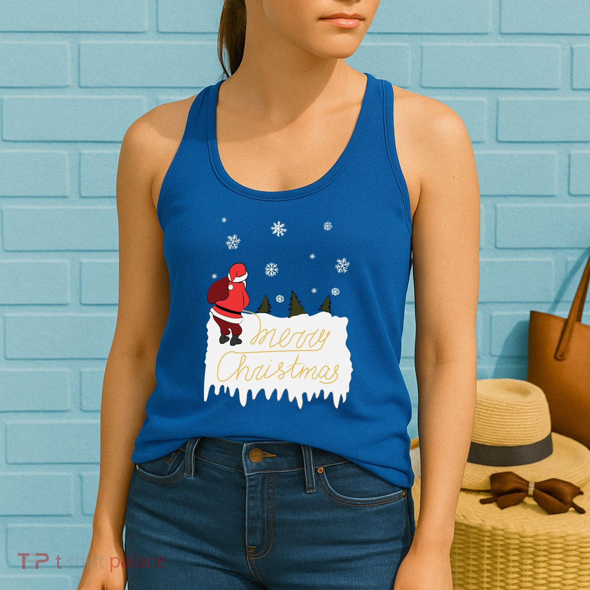 Peeing Santa Merry Christmas Ugly Christmas Xmas Funny Gift Women's Tank Top