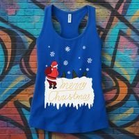 Peeing Santa Merry Christmas Ugly Christmas Xmas Funny Gift Women's Tank Top thumb 3