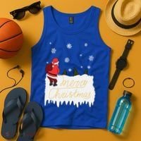 Peeing Santa Merry Christmas Ugly Christmas Xmas Funny Gift Tank Top thumb 4