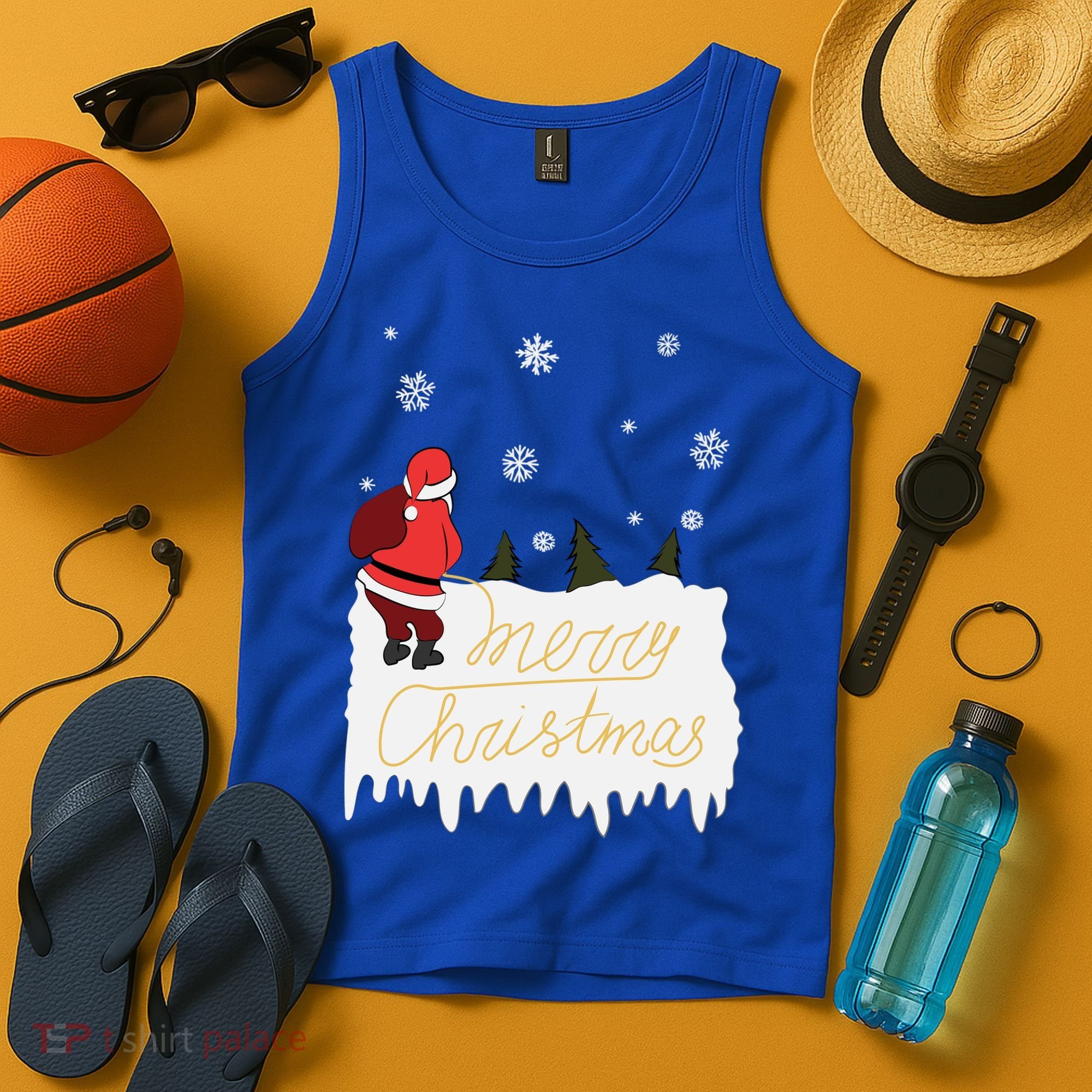 Peeing Santa Merry Christmas Ugly Christmas Xmas Funny Gift Tank Top