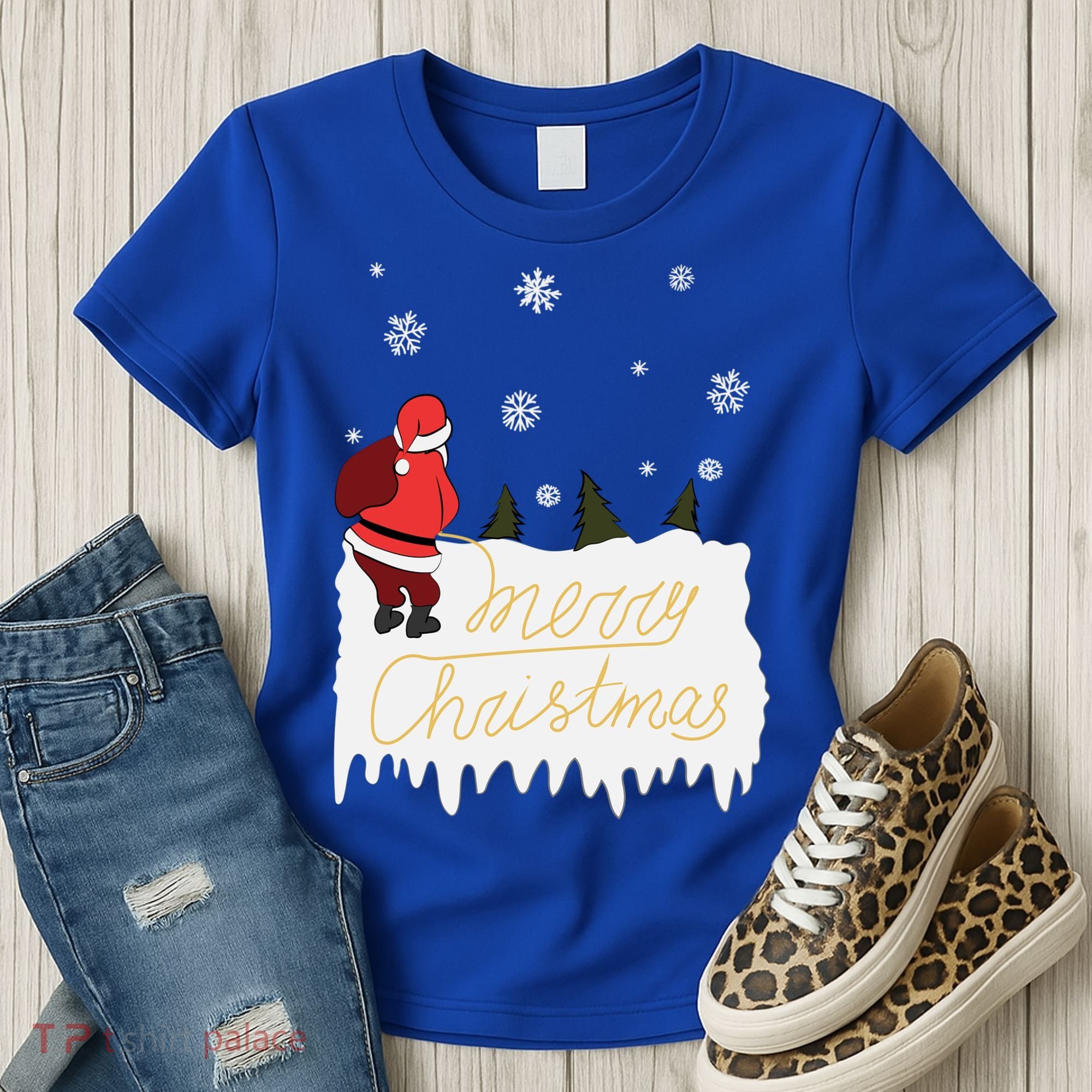 Peeing Santa Merry Christmas Ugly Christmas Xmas Funny Gift Women's T-Shirt