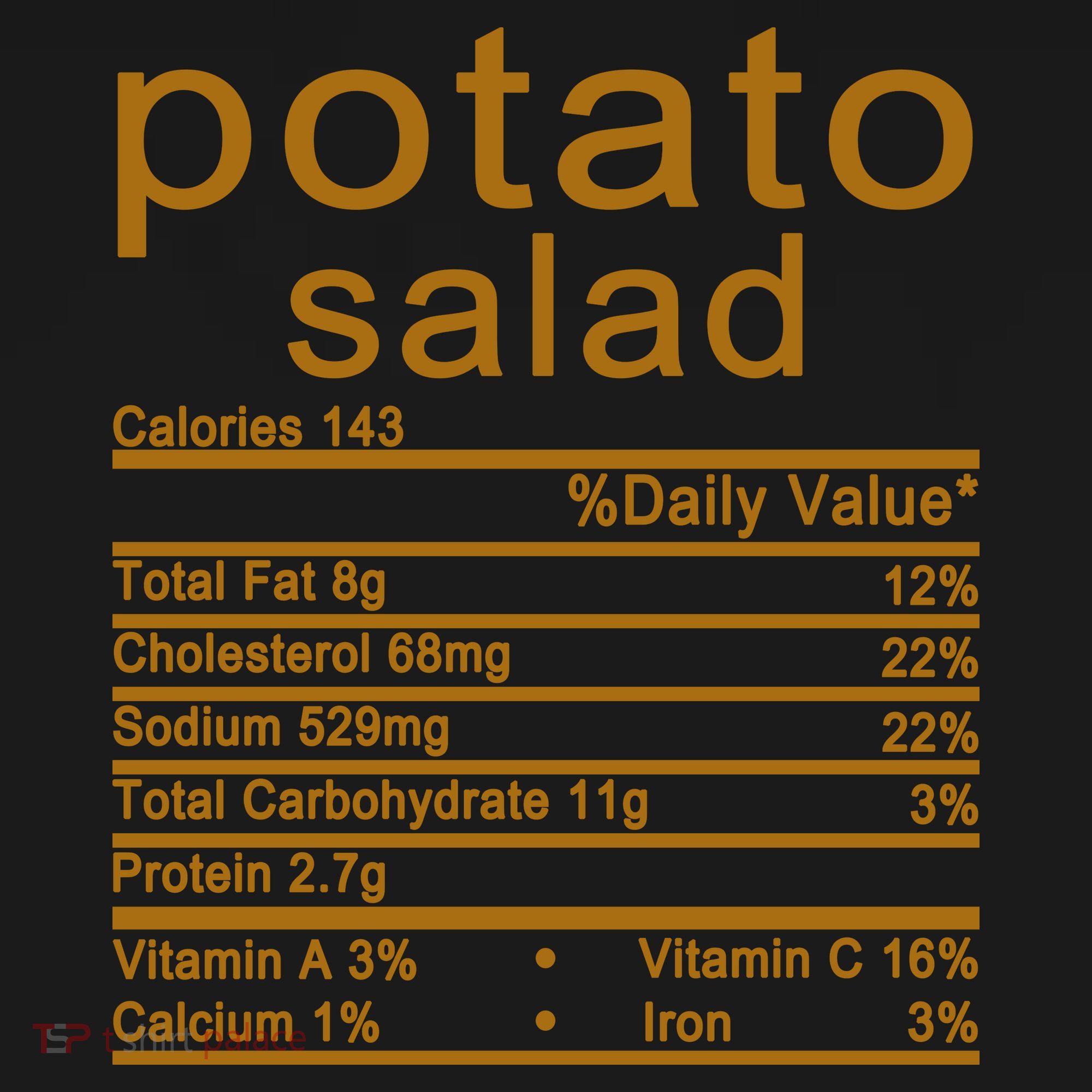 Potato Salad Nutrition Facts Label Apron