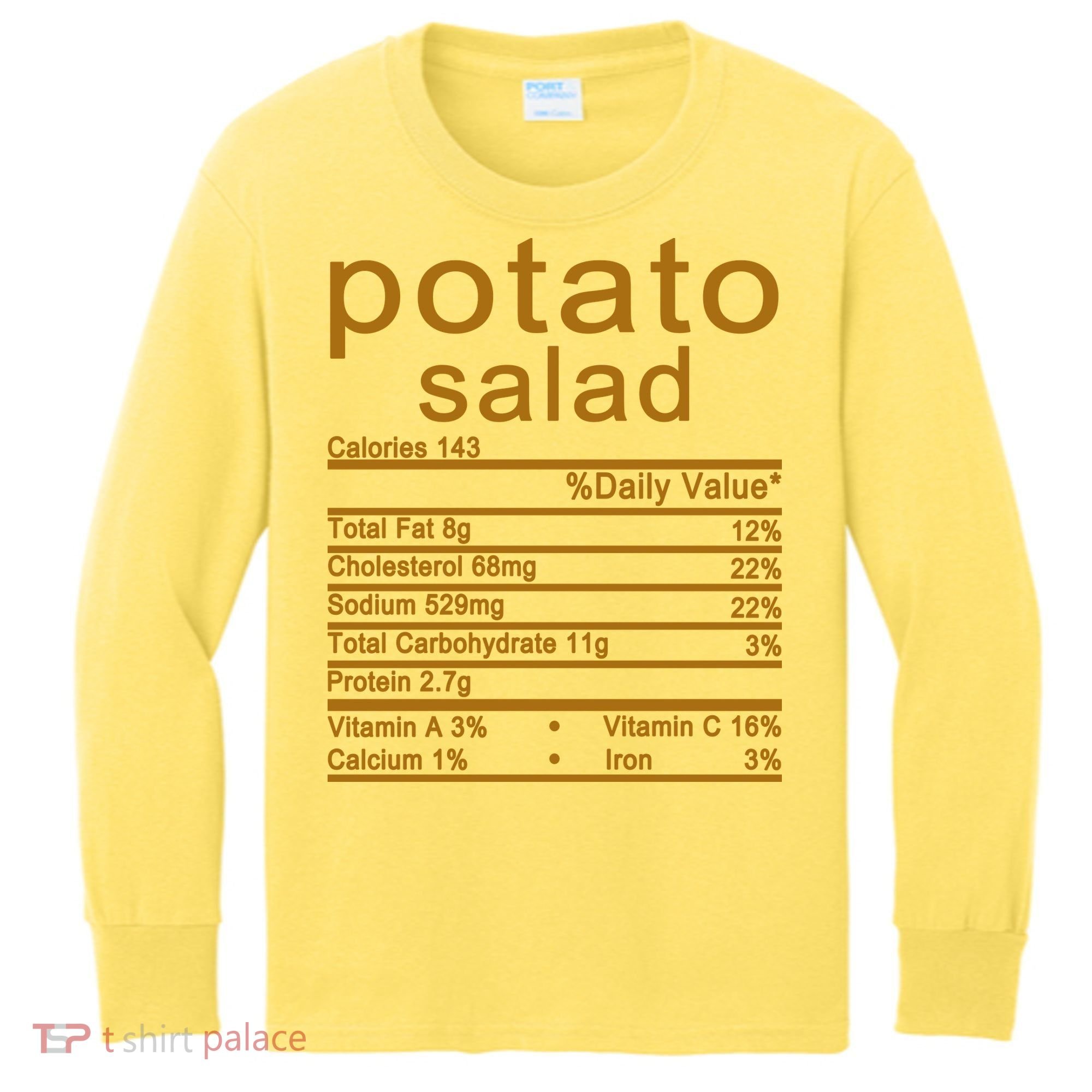 Potato Salad Nutrition Facts Label Kids Long Sleeve Shirt